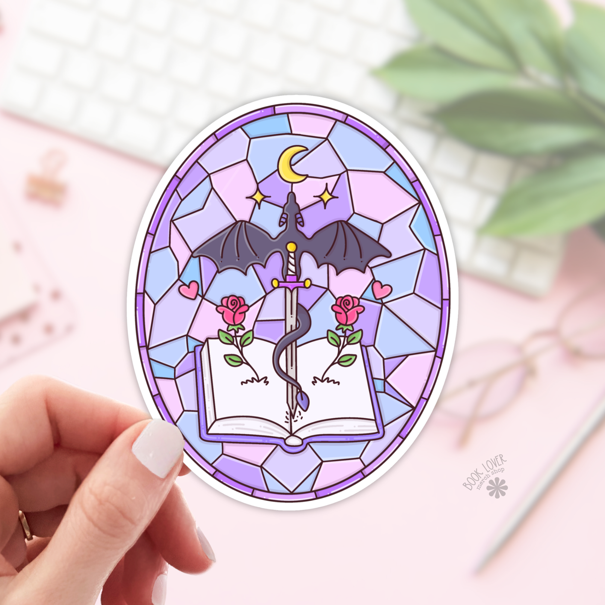 Fantasy stained glass dragon sticker