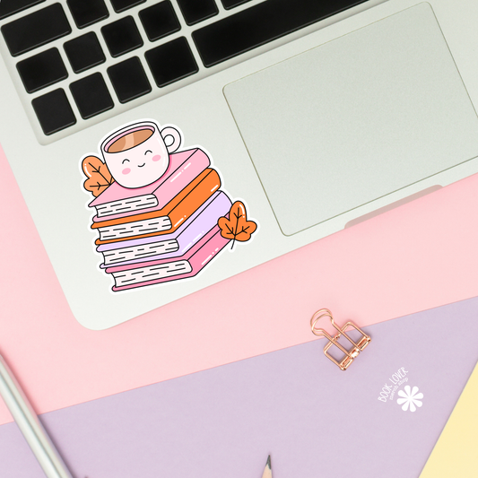 Coffee books stack sticker