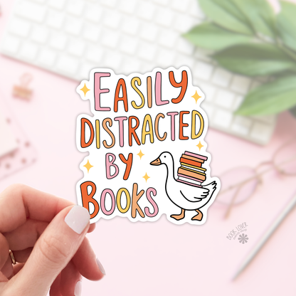 Easily distracted by books sticker