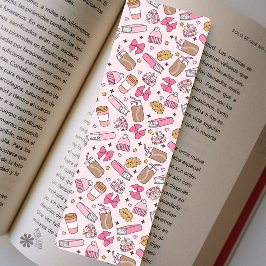 Cozy iced coffee bookmark