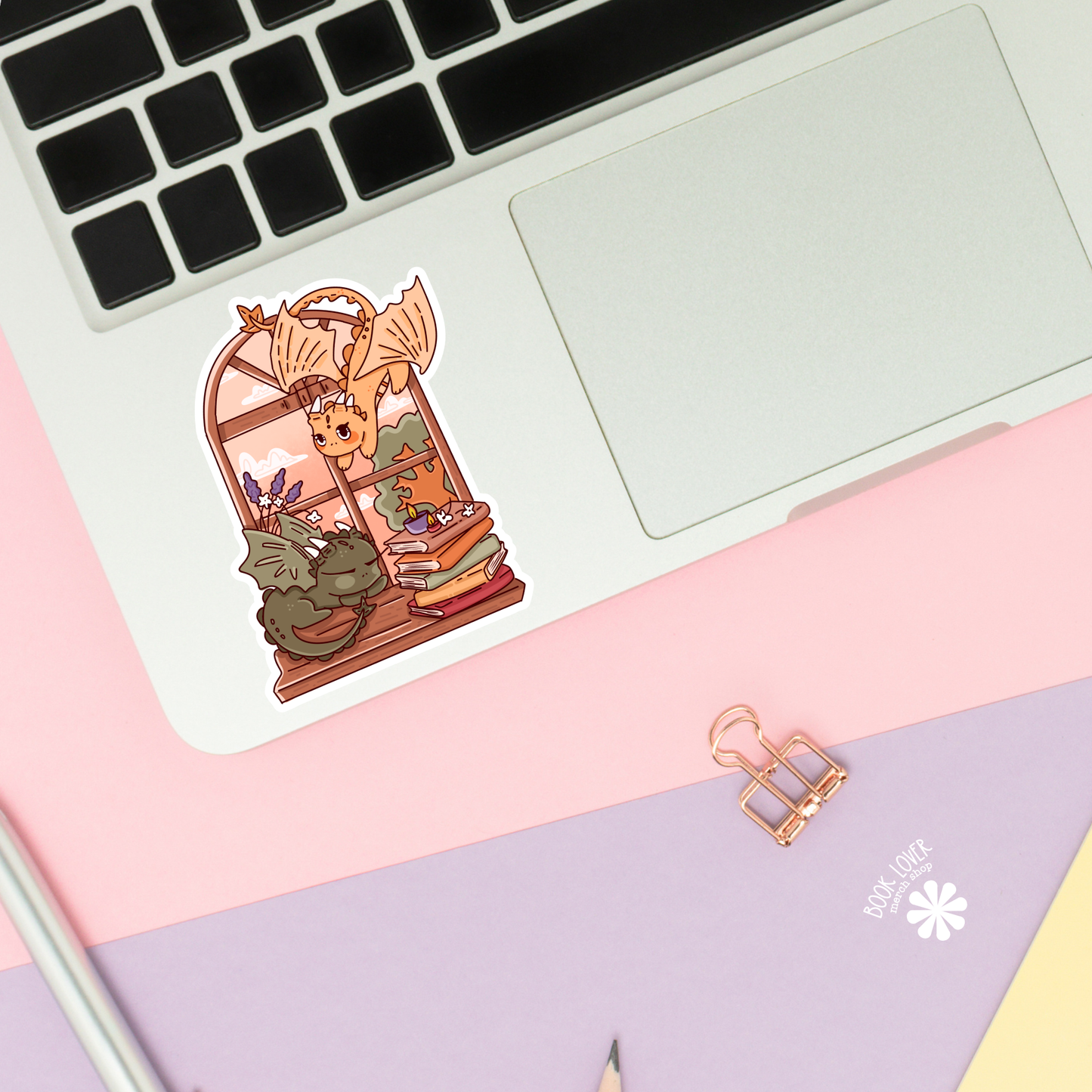 Bookish dragon window sticker