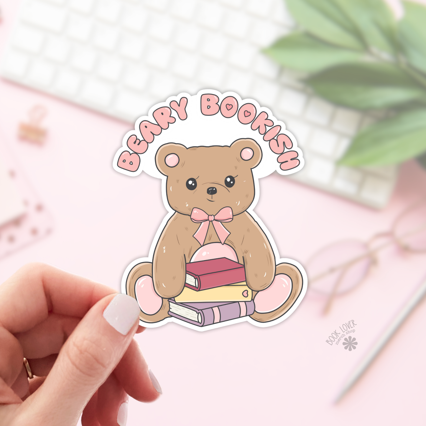 Beary bookish sticker
