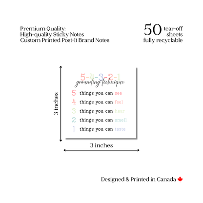 5-4-3-2-1 grounding technique: 50 sheet post-it note notepad
