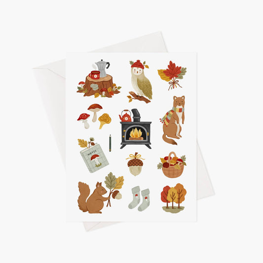 Autumn forest greeting card