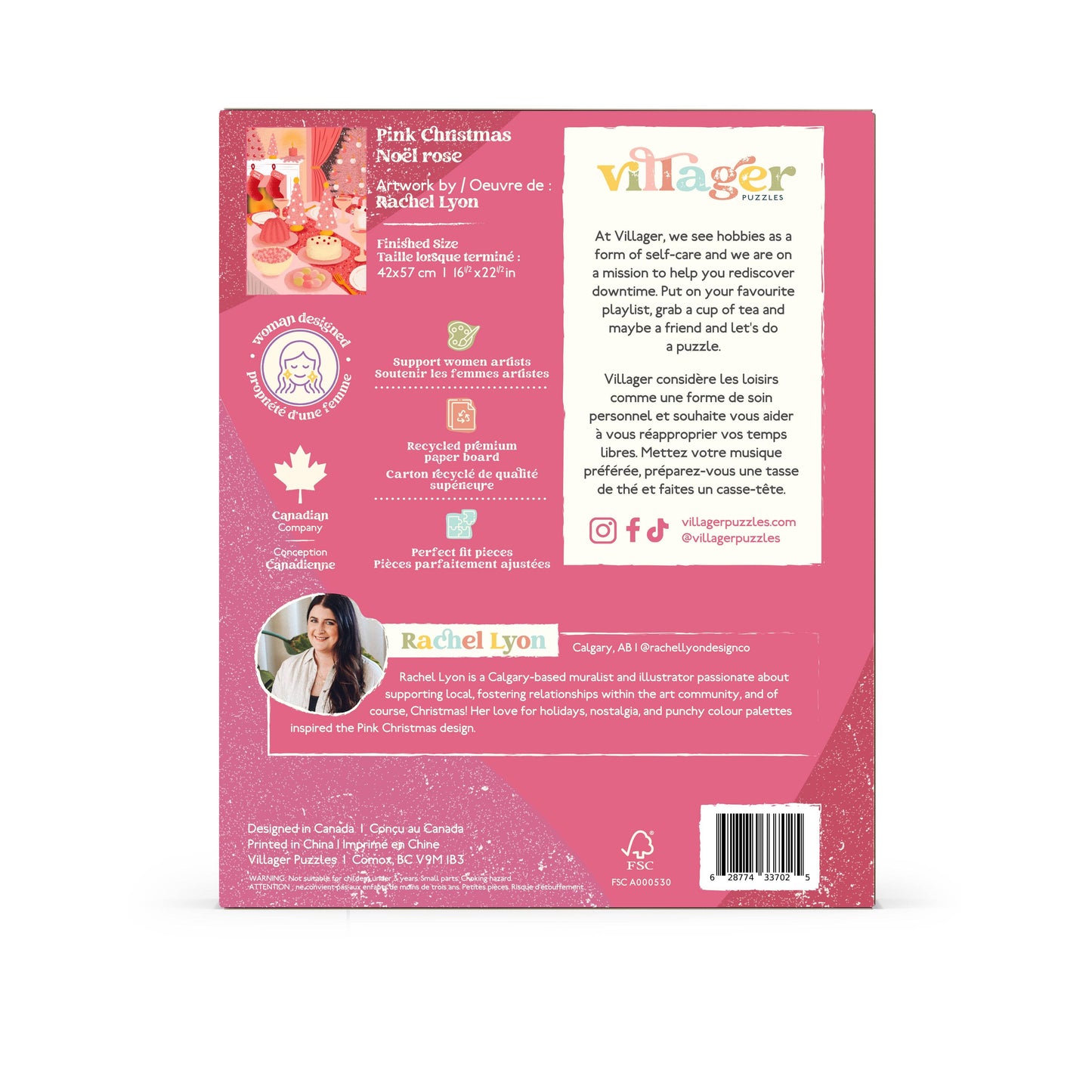 Pink Christmas | 500-piece puzzle | designed in Canada