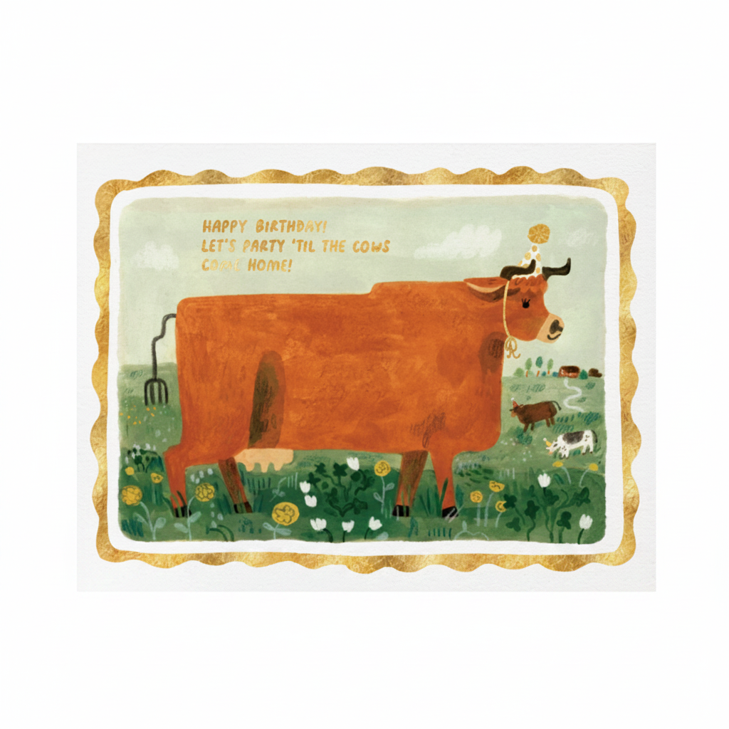 Birthday cow greeting card