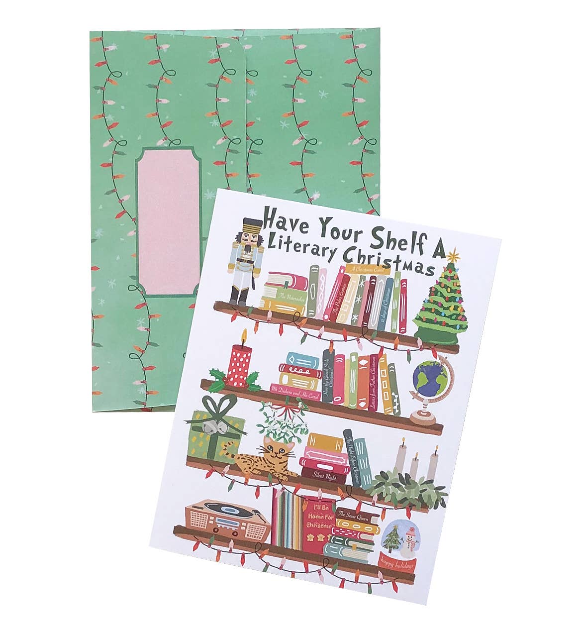 Christmas bookshelf greeting card