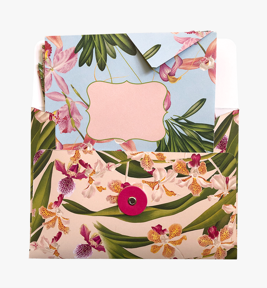 Orchid bloom origami snail mail set