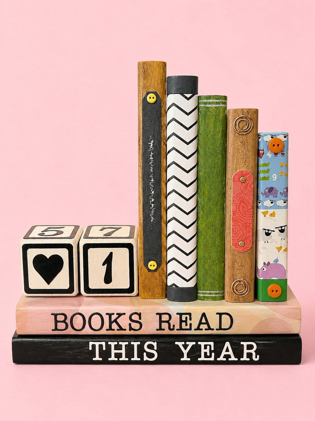 The yearly reading tracker bookend