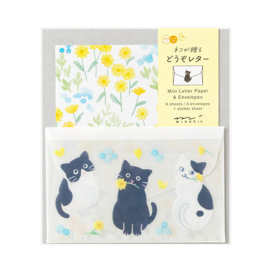Mini letter paper & envelopes with stickers 943 cat